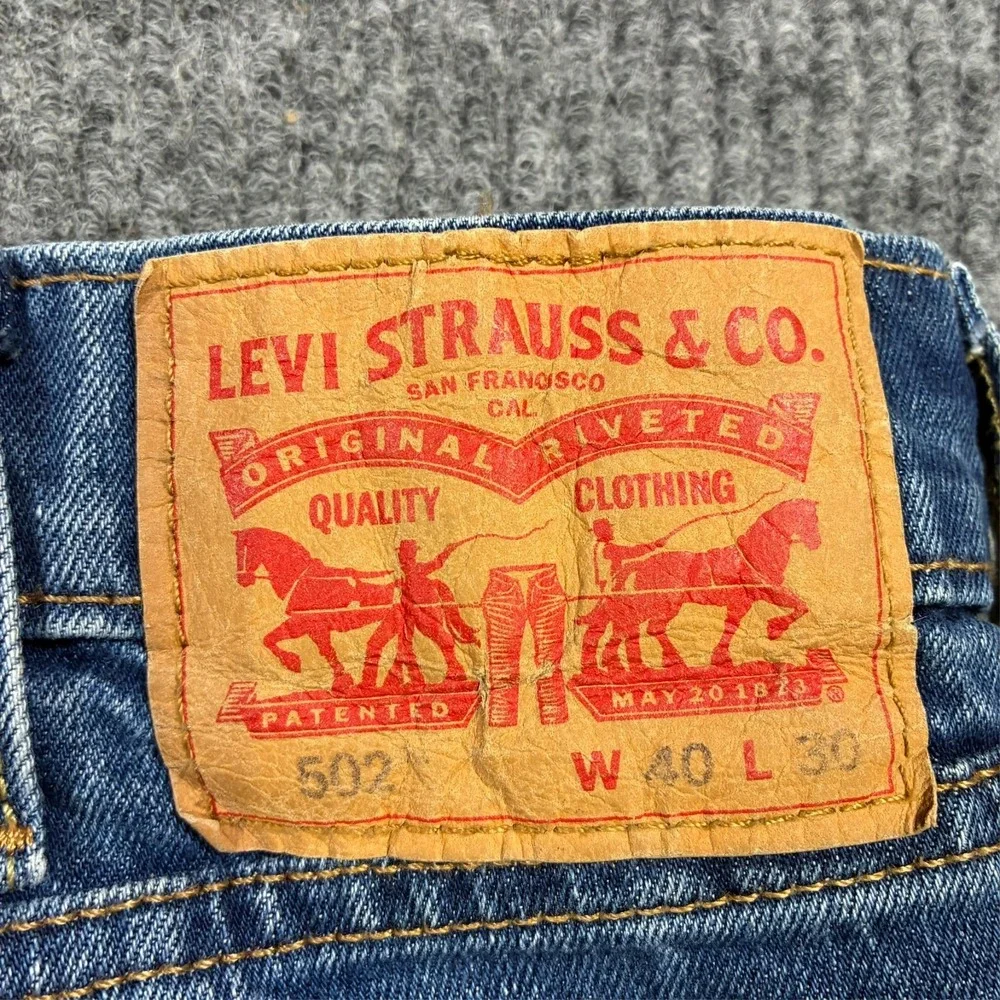 Levi's‎ 502 Mens Tapered Jeans Size 40x30 Blue Denim Regular Fit High Rise